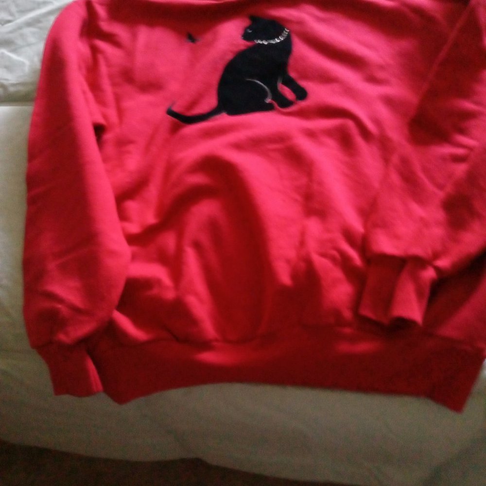 Top Stitch Red Embroidered Sweatshirt by Morning Sun